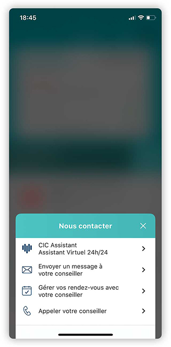 Ouverture de l'assistance virtuelle - Application mobile