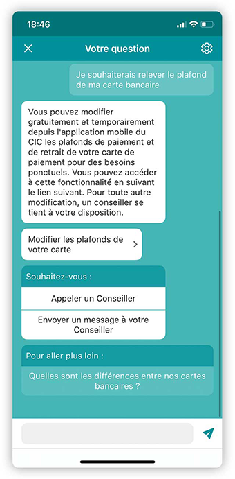Réponse de l'assistance virtuelle - Application mobile