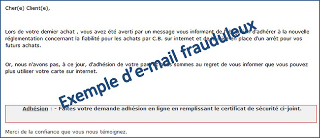 Capture d’un e-mail frauduleux